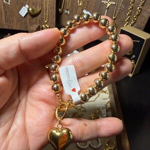 Gold Heart Charm Bracelet